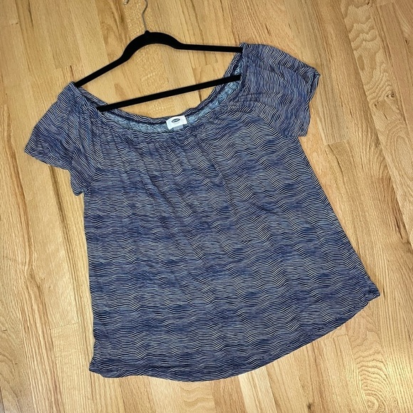 Old Navy Off the Shoulder Dark Sea Blue Women's Top Size Large - Picture 1 of 6